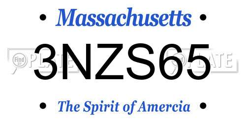 3NZS65 Massachusetts License Plate