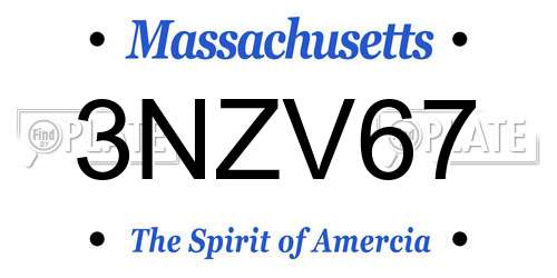 3NZV67 Massachusetts License Plate