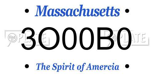 3O00B0 Massachusetts License Plate