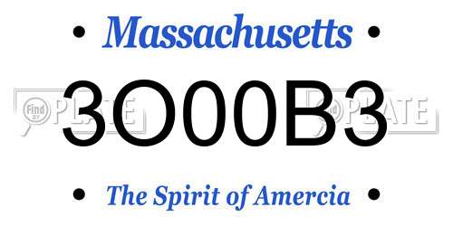 3O00B3 Massachusetts License Plate
