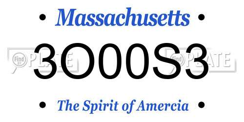 3O00S3 Massachusetts License Plate