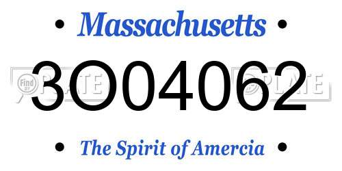 3O04062 Massachusetts License Plate