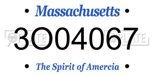 3O04067 Massachusetts License Plate