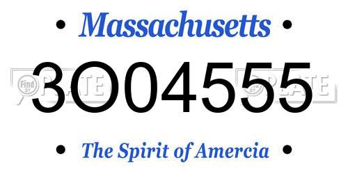 3O04555 Massachusetts License Plate