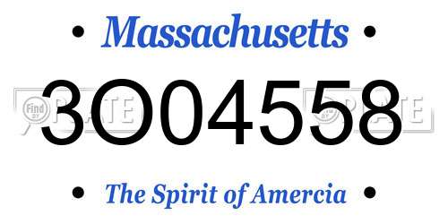 3O04558 Massachusetts License Plate