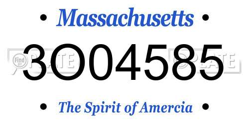 3O04585 Massachusetts License Plate