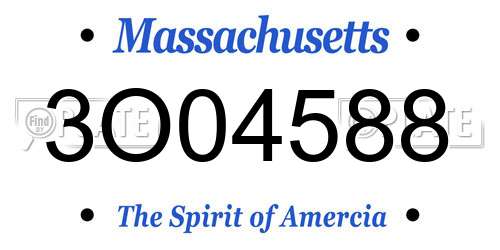 3O04588 Massachusetts License Plate