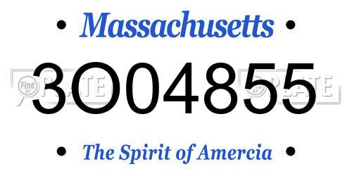 3O04855 Massachusetts License Plate