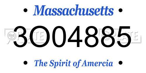 3O04885 Massachusetts License Plate