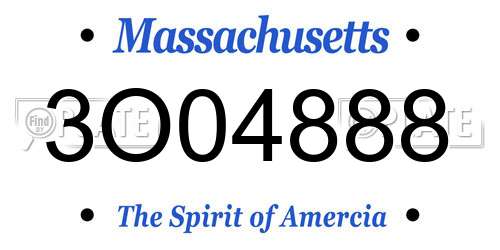 3O04888 Massachusetts License Plate