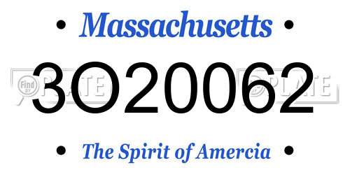 3O20062 Massachusetts License Plate