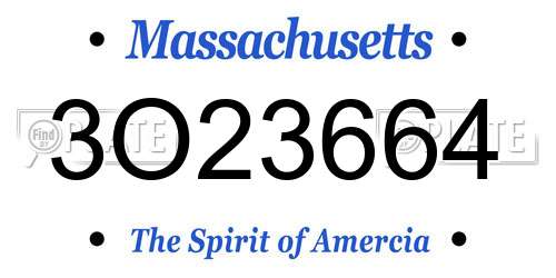 3O23664 Massachusetts License Plate
