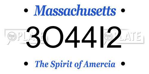 3O44I2 Massachusetts License Plate