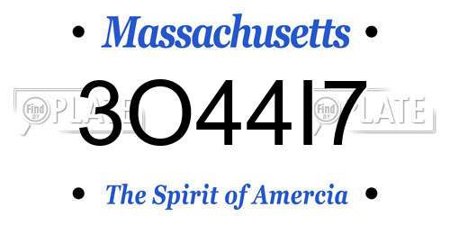 3O44I7 Massachusetts License Plate