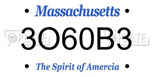 3O60B3 Massachusetts License Plate