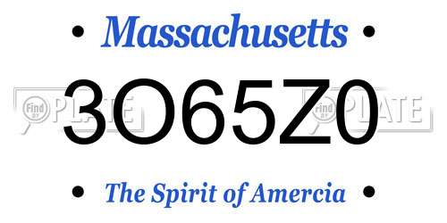 3O65Z0 Massachusetts License Plate