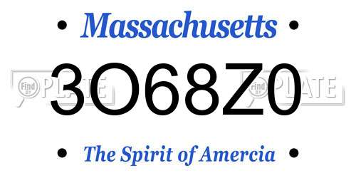 3O68Z0 Massachusetts License Plate