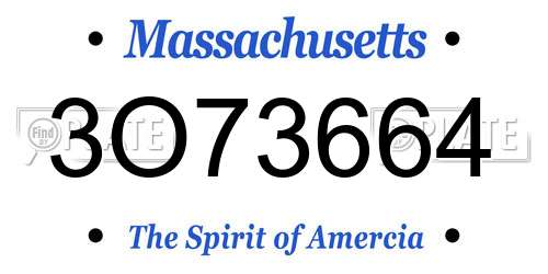 3O73664 Massachusetts License Plate