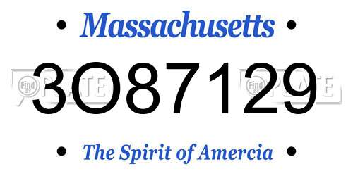 3O87129 Massachusetts License Plate