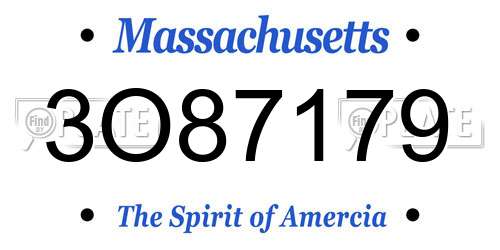 3O87179 Massachusetts License Plate