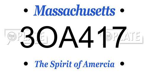 3OA417 Massachusetts License Plate