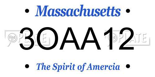 3OAA12 Massachusetts License Plate
