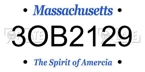 3OB2129 Massachusetts License Plate