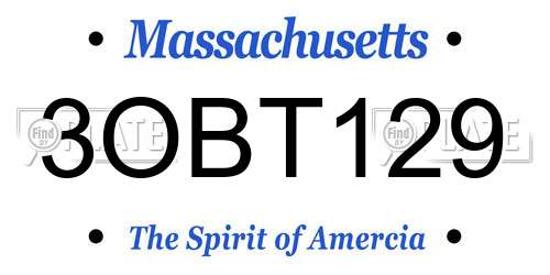 3OBT129 Massachusetts License Plate