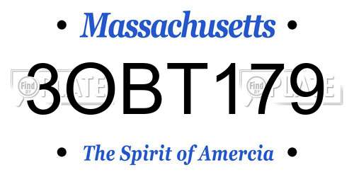 3OBT179 Massachusetts License Plate