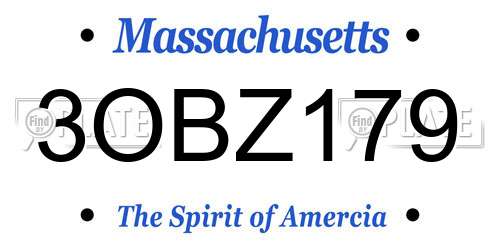 3OBZ179 Massachusetts License Plate