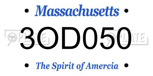 3OD050 Massachusetts License Plate