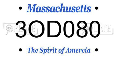 3OD080 Massachusetts License Plate