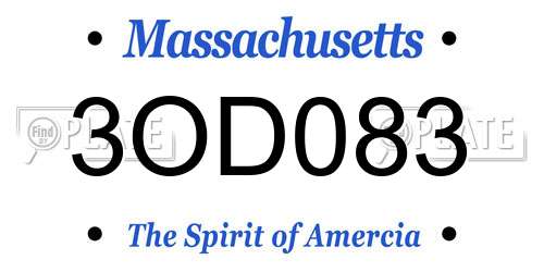 3OD083 Massachusetts License Plate