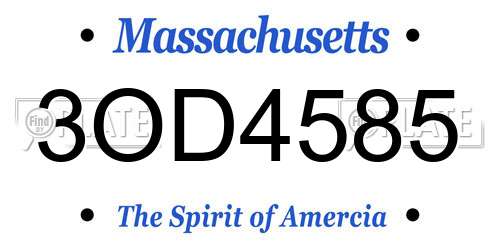 3OD4585 Massachusetts License Plate