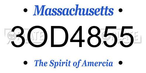 3OD4855 Massachusetts License Plate