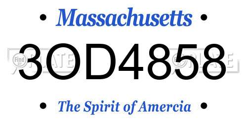 3OD4858 Massachusetts License Plate