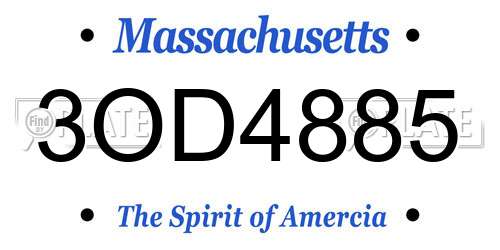 3OD4885 Massachusetts License Plate