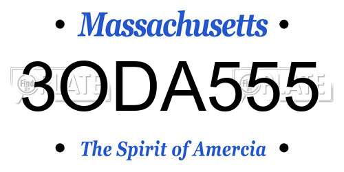 3ODA555 Massachusetts License Plate