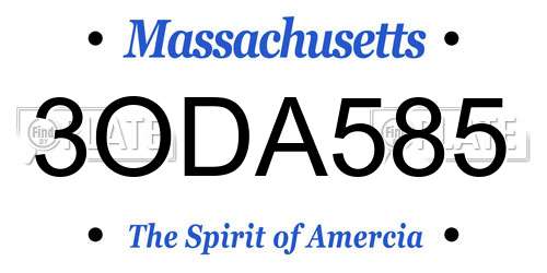 3ODA585 Massachusetts License Plate
