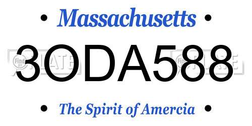 3ODA588 Massachusetts License Plate
