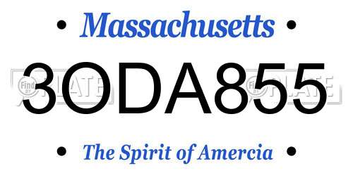3ODA855 Massachusetts License Plate