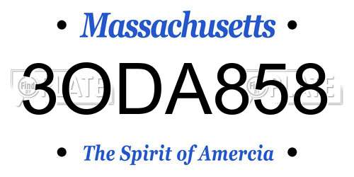 3ODA858 Massachusetts License Plate