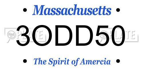 3ODD50 Massachusetts License Plate