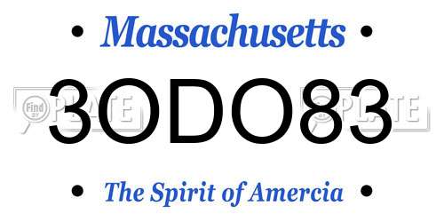 3ODO83 Massachusetts License Plate
