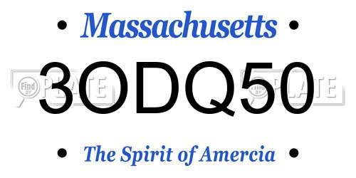 3ODQ50 Massachusetts License Plate
