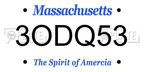 3ODQ53 Massachusetts License Plate