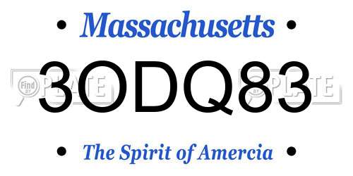 3ODQ83 Massachusetts License Plate