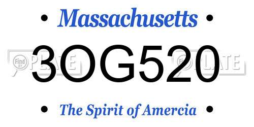 3OG520 Massachusetts License Plate