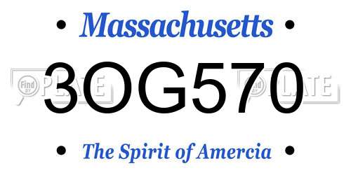 3OG570 Massachusetts License Plate