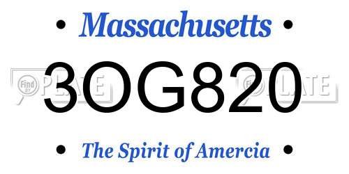 3OG820 Massachusetts License Plate